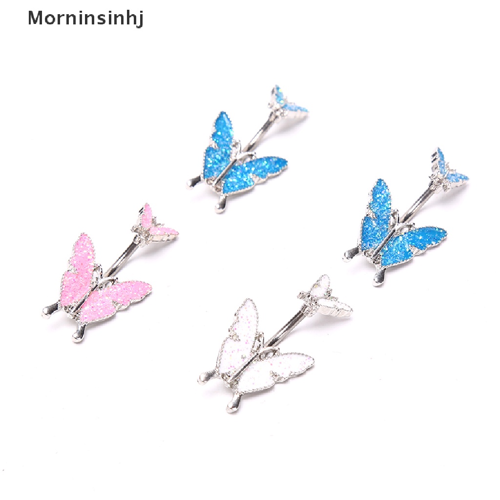 1 Pc Cincin Tindik Pusar Desain Double Butterfly