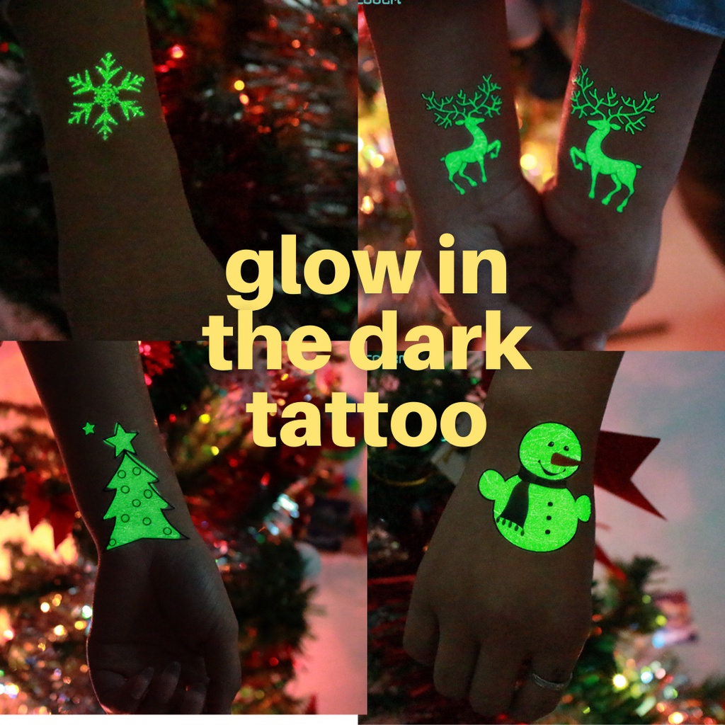 [Glow in The Dark] Sticker Xmas Tattoo | Tato Temporer Natal | Waterproof