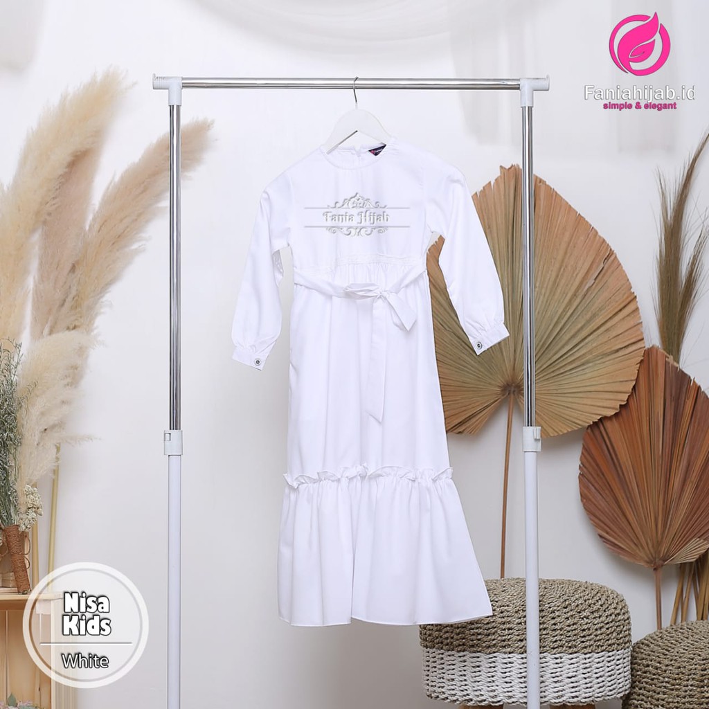 Gamis Anak Nisa Putih by Fania Hijab/gamis putih/gamis anak/gamis polos/gamis toyobo/gamis kids