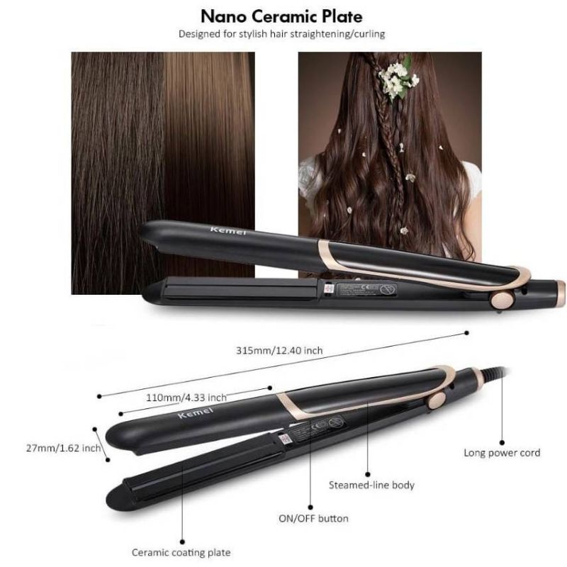 Catok Rambut Lurus Kemei Km-2219 Dengan Infrared Catokan Profesional Hair Straightener