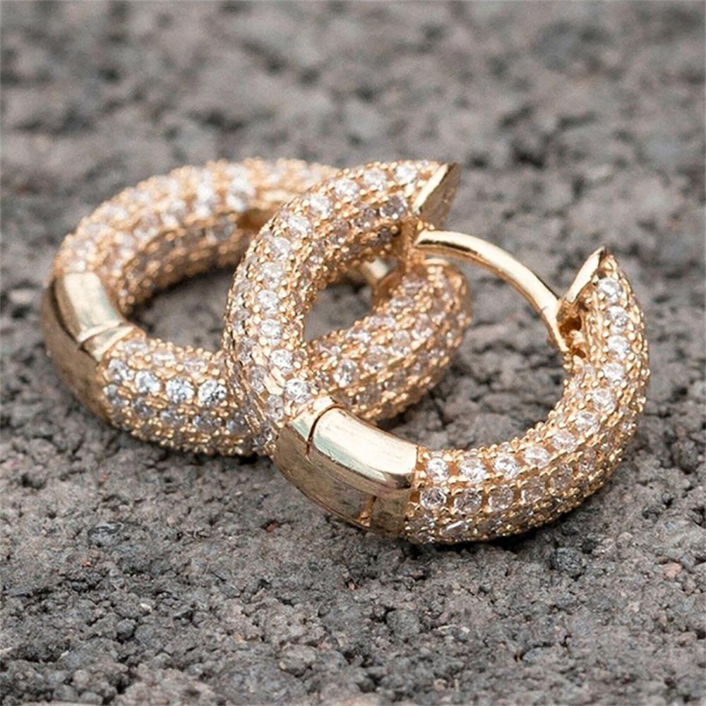 PINEAPPLE Penuh Zirkon Anting Wanita Pria Helix Tulang Rawan Tragus Cubic Zirconia Huggie Hoop Earring Hoop Menjuntai Ear Stud
