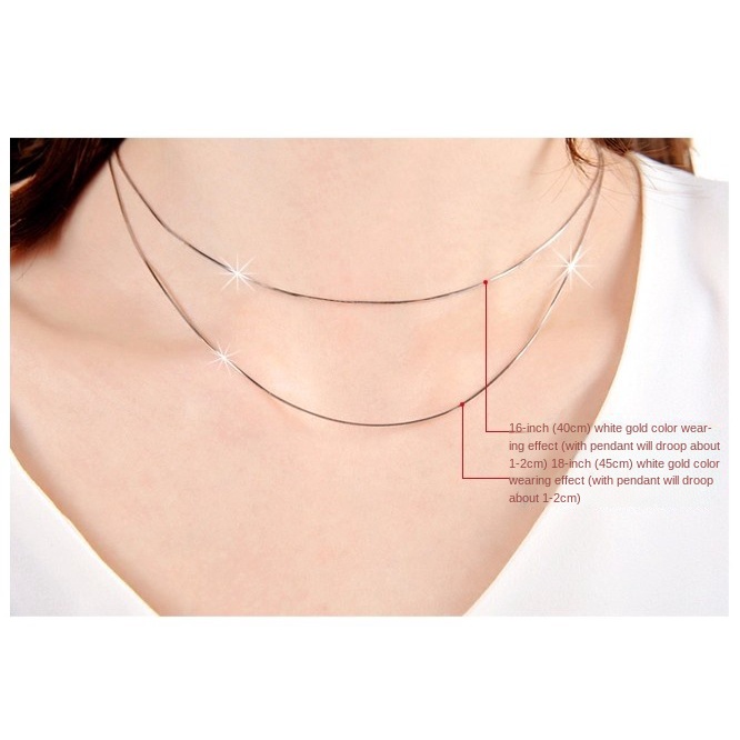 Kalung Rantai Ular Bahan Stainless Steel Lapis Silver Ukuran 1MM