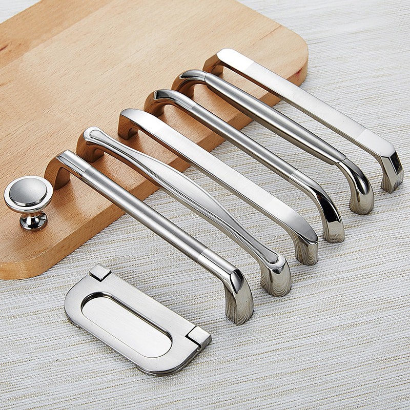 Handle furniture simple modern minimalis elegan warna silver stainless