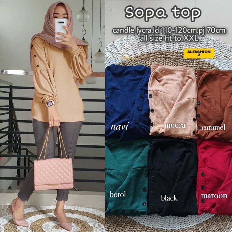 Sopa Top LD110+ - Blouse Atasan Tangan Balon Jumbo Oversize Bigsize / R.5 - 322-6532