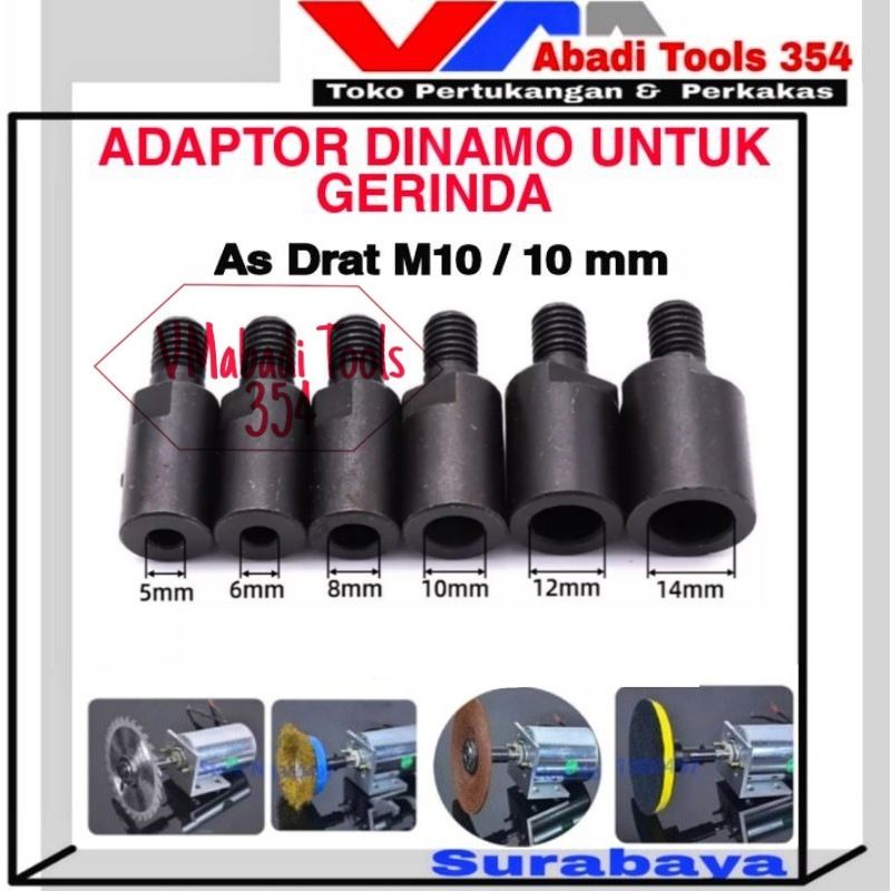 Adaptor gerinda arbor mandrel konektor dinamo Dc UK 5mm, 6mm,  8mm,  10mm, 12mm, 14mm