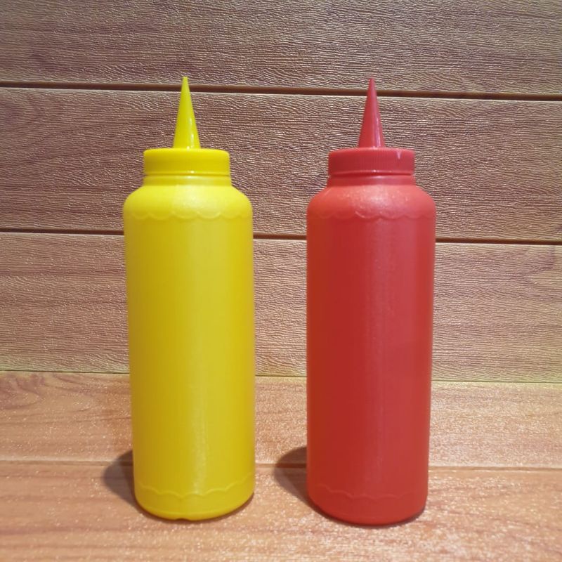 Botol Saos Kuning Merah 500ml / Botol Kecap Warna / Botol Plastik Murah / Botol Warna Kuning Merah