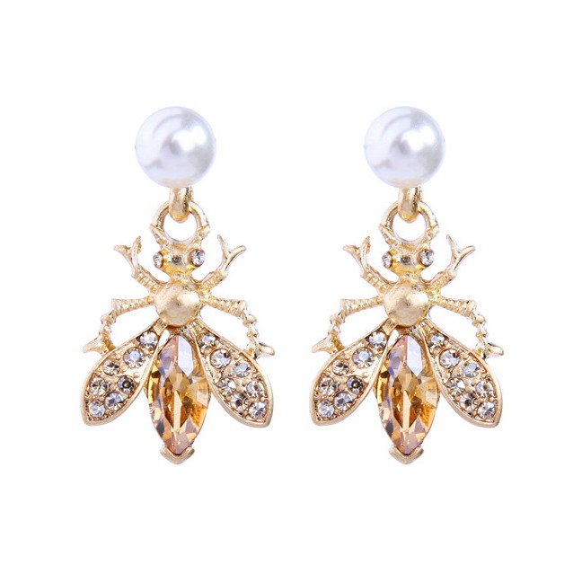 LRC Anting Tusuk Fashion Small Insect Pearl Stud Earrings F50738