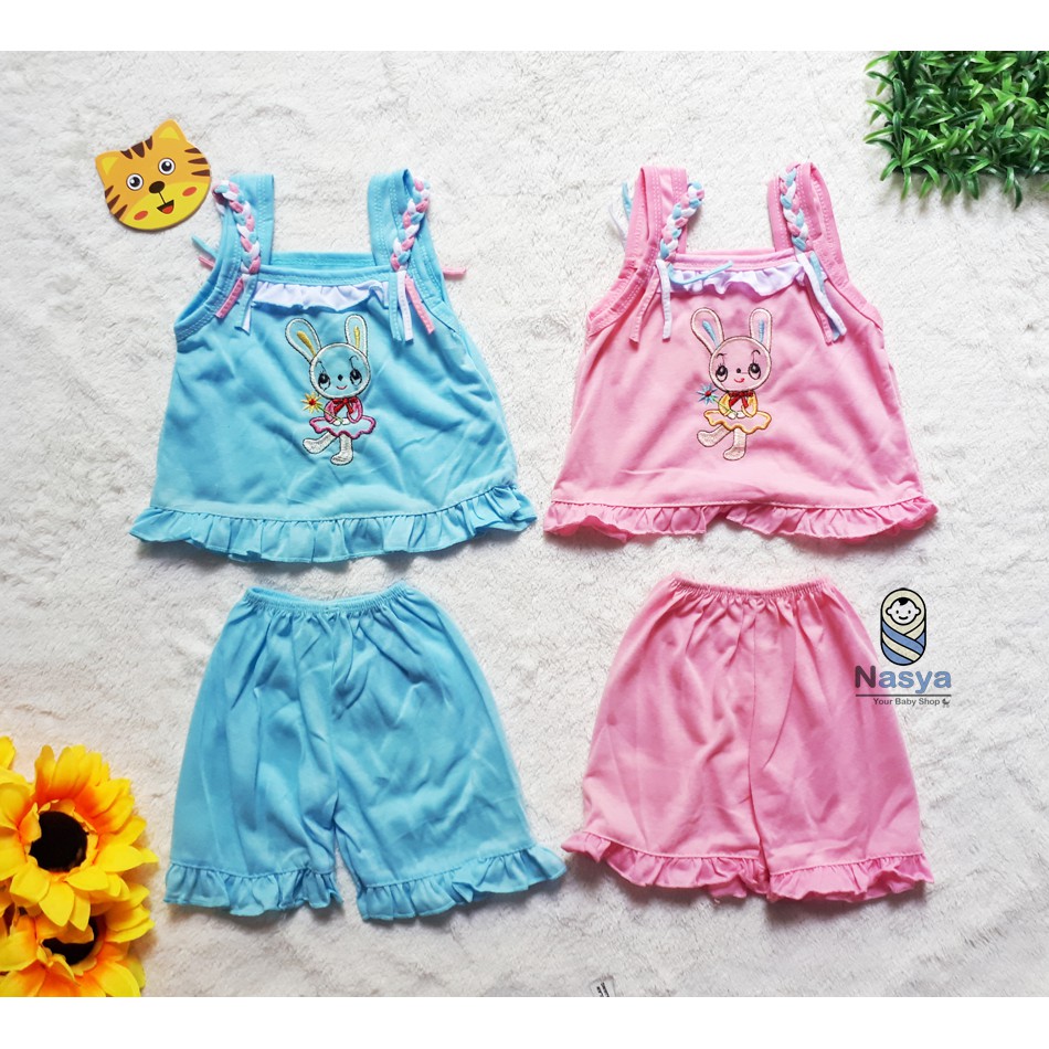  L 02 Baju Bayi  perempuan setelan celana  pendek 3 6  