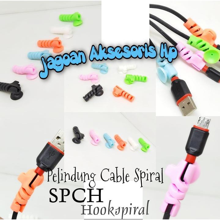 Cable CLIP CORD Holder Pengikat Kabel/SCPH Hook Spiral Cable Protector Gantungan Pelindung Kabel Spiral Tempelan plus NON PACK