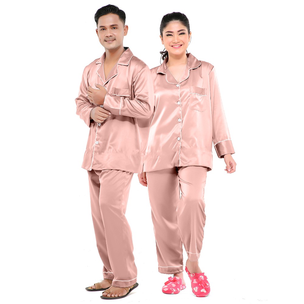 Zavyn Piyama Satin Couple Long Sleeves Ukuran XL