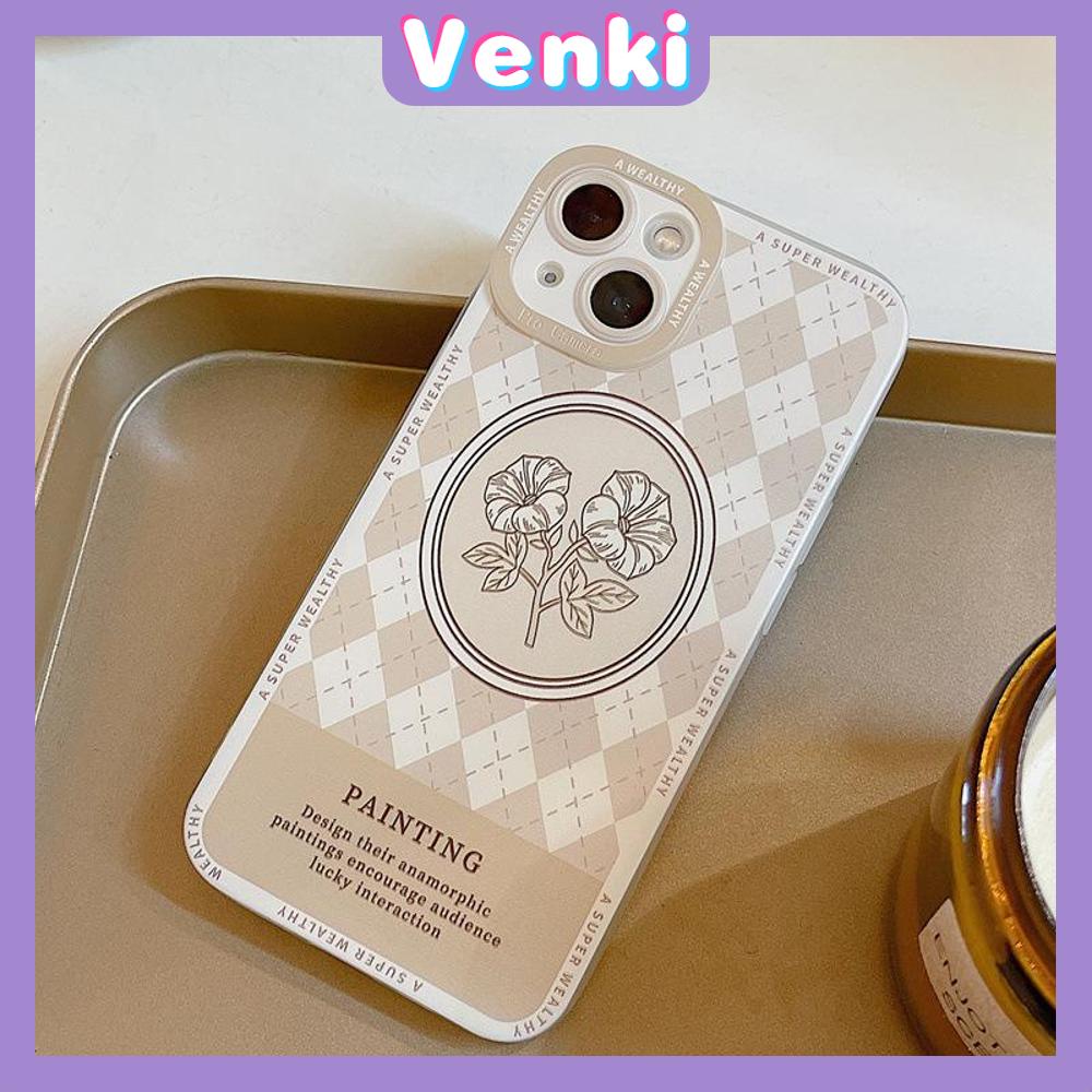 iPhone Case Silicone Soft Case TPU Clear Case Angel Eye Protection Camera Shockproof Brown Checkered Flower For iPhone 13 Pro Max iPhone 12 Pro Max iPhone 11 iPhone 7 Plus