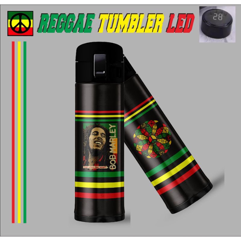 Botol Minum Stainless steel Edisi Rasta Bob Marley / Tumbler LED