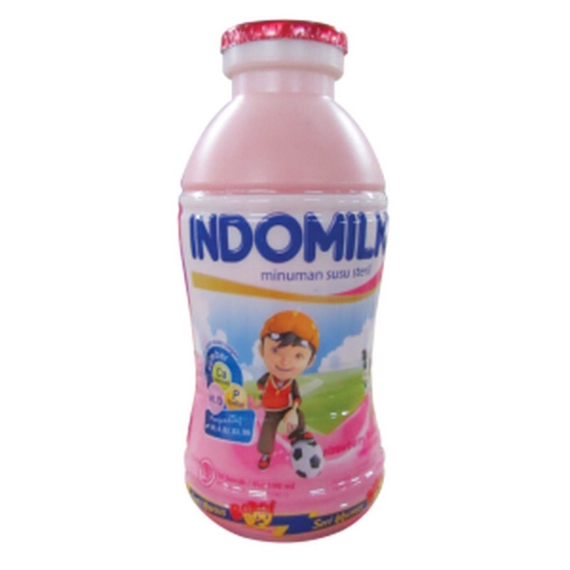 

Indomilk Susu Steril Strawberry 190ml Susu Cair Stroberi Botol