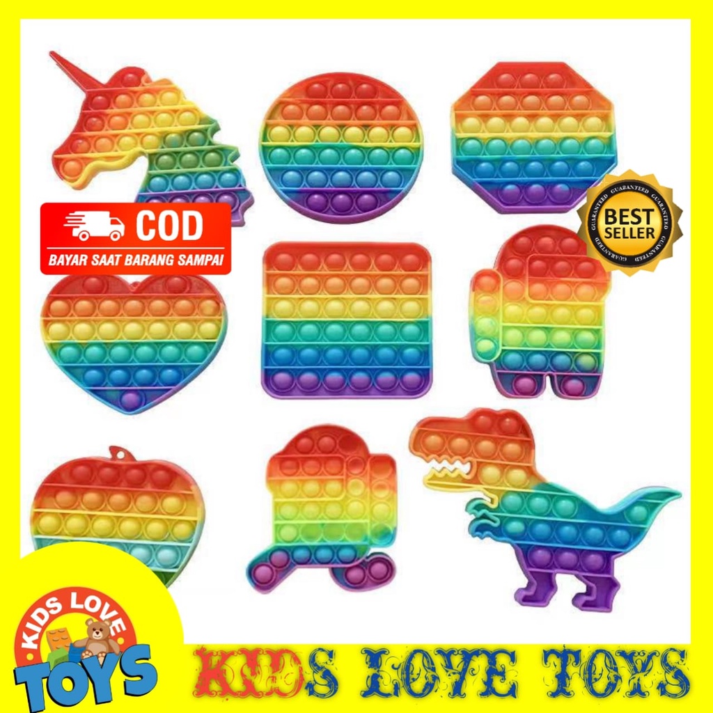 MAINAN ANAK POP IT MURAH POP IT SQUARE RAINBOW MULTICOLOR FIDGET PUSH BUBBLE PENGHILANG PROMO TERMUR
