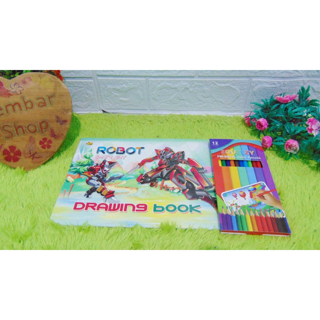 

PAHE-SQUEEZY-BMINI PAKET HEMAT PENSIL WARNA SQUEEZY 12 COLORS PLUS MINI BUKU GAMBAR TK PAUD DRAWING BOOK