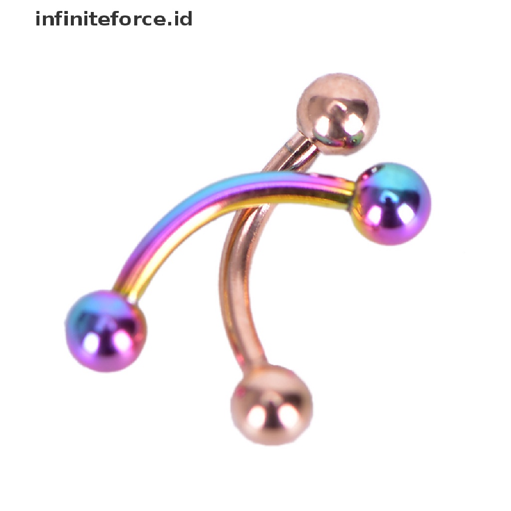 Infiniteforce.id 12pcs / Set Anting Tindik Alis / Bibir / Tubuh Bentuk Barbel Lengkung Untuk Pria