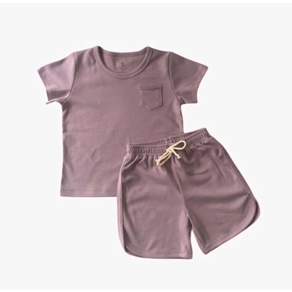 COTTON CUB POCKET TEE + SHORT SET / SETELAN BAYI