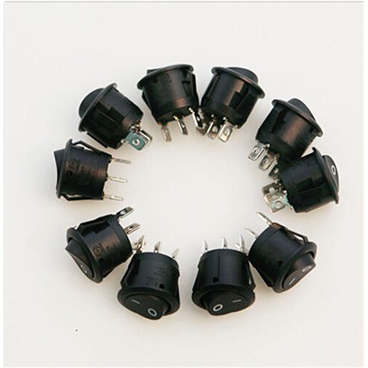 10Pcs Saklar SPDT ON-OFF Mini Bulat 3 Pin Warna Hitam