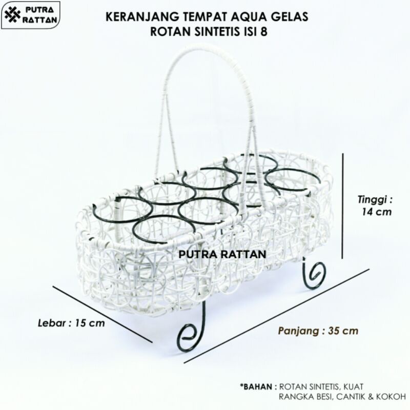 KERANJANG TEMPAT AQUA GELAS ROTAN SINTETIS ISI 8