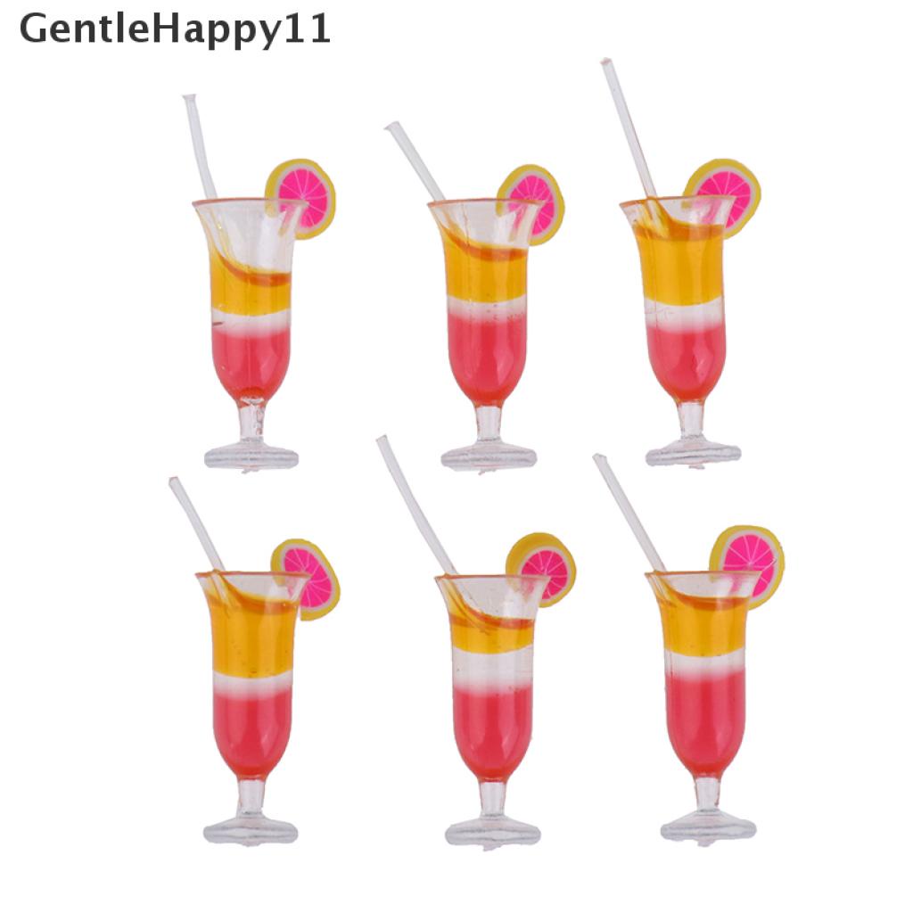 Gentlehappy 6Pcs / Set Mainan Miniatur Gelas Jus Skala 1: 12 Untuk Aksesoris Dapur Rumah Boneka