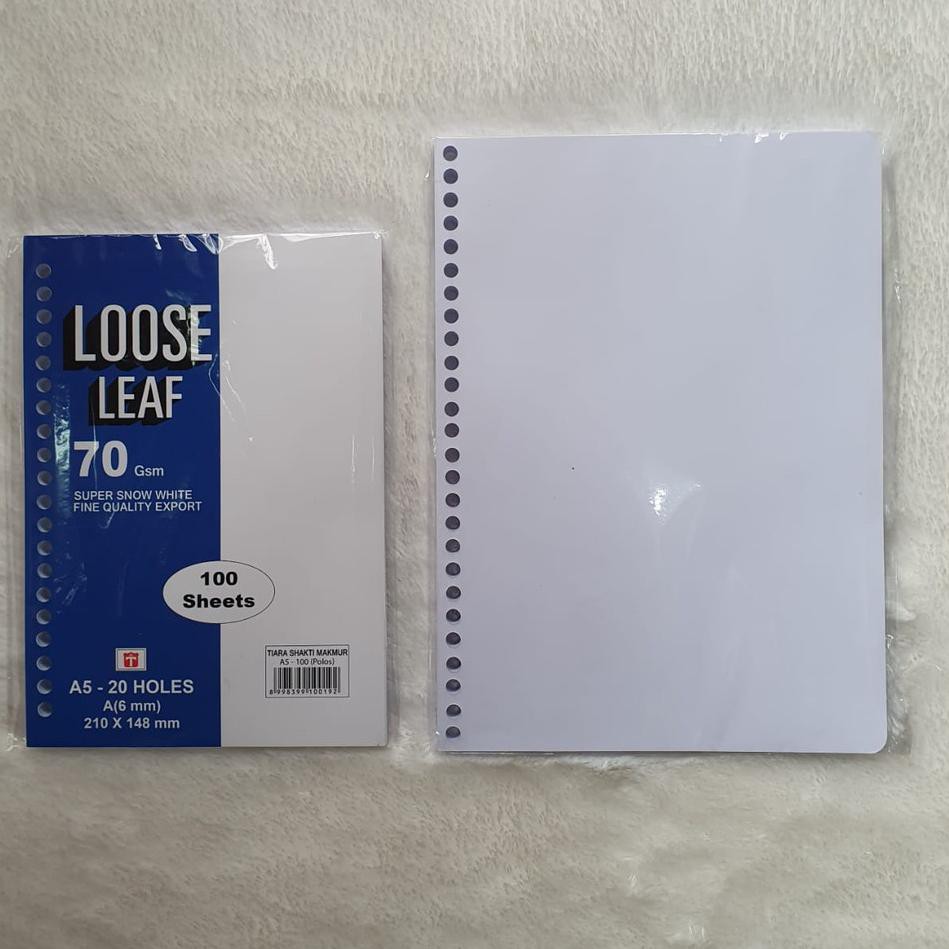 

<XQ9 KERTAS BINDER POLOS (TANPA GARIS) ISI 100 LEMBAR A5/20RING DAN B5/26RING