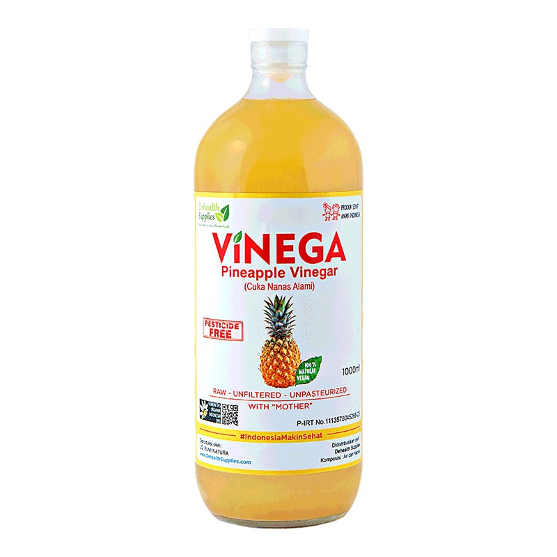 Vinega, Pineapple Vinegar with Mother / Cuka Nanas alami 1 L