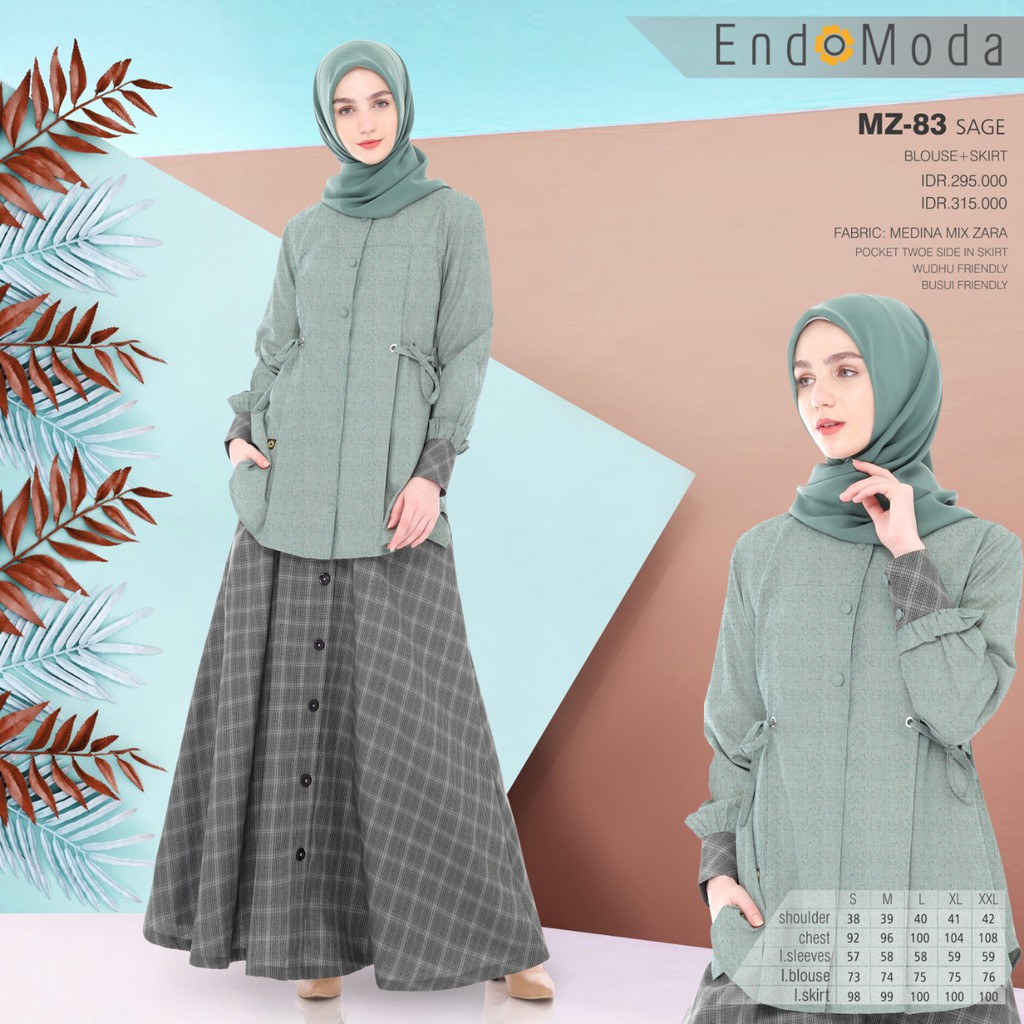 SETELAN BAJU MUSLIMAH ENDOMODA MZ 83 SAGE