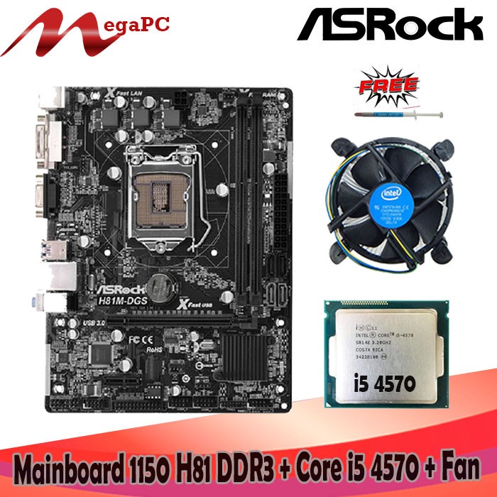 Paket Mobo Intel 1150 H81 DDR3 + Core i5 + Fan Free Pasta Suntik