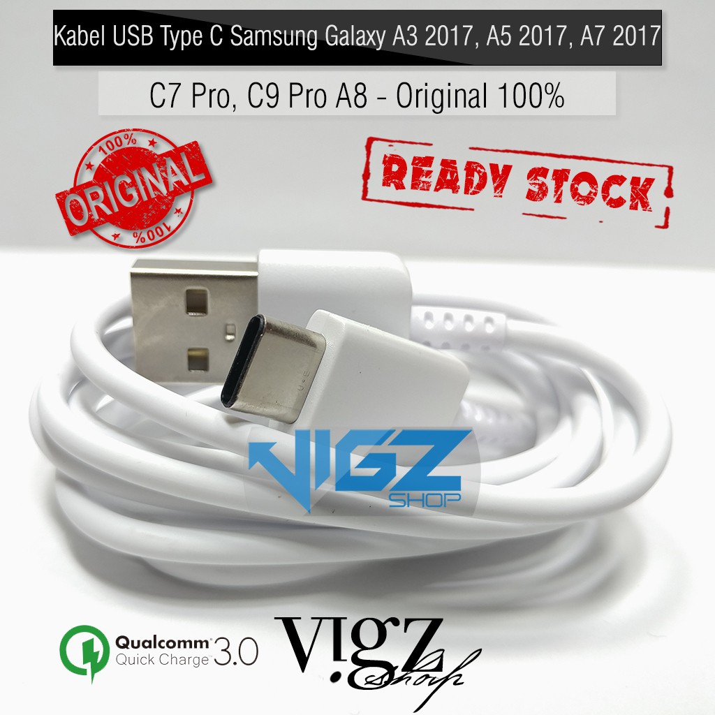 Kabel Data USB Type C Samsung Galaxy A3 2017, A5 2017, A7 2017, C7 Pro, C9 Pro A8 Original 100%