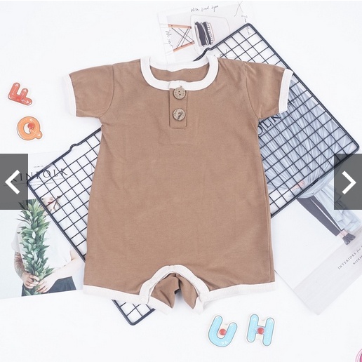 JUMPER BABY SUPER / JUMPER BBAY LUCU/  EARTH COLORS FLYNN ROMPER BAYI 0-2 Tahun / Playsuit Button Romper Baju Anak Bayi