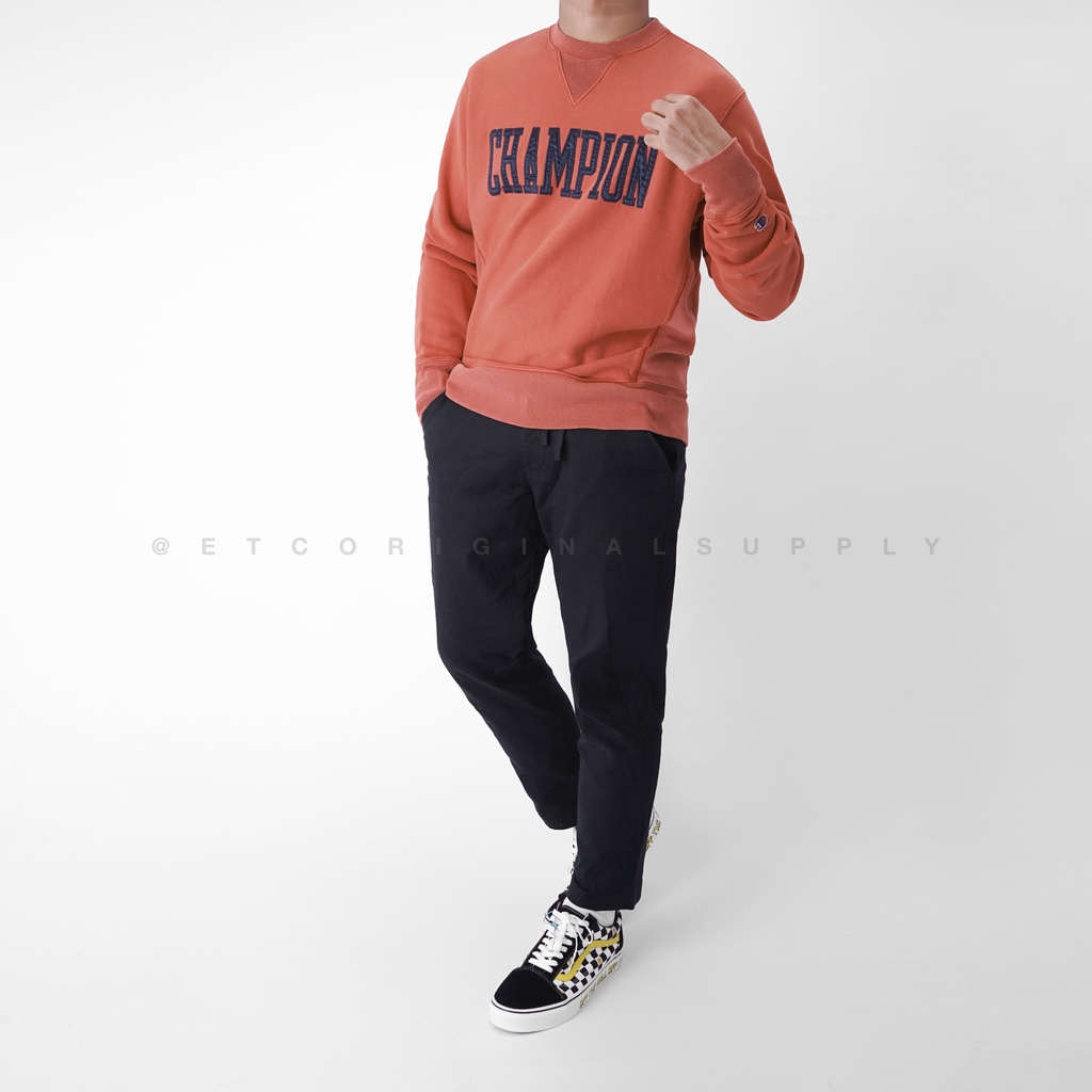 CHMPN Vintage Wash Crewneck Sweatershirts Signature Logo Groovy Papaya