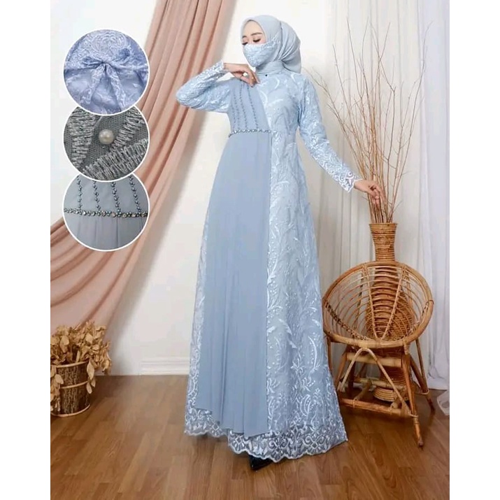 Gamis Wisuda Remaja Premium || Gamis Payet Slendang Terbaru 2022 || Gamis Seragam Pesta Mewah || [COD] Bayar di Tempat || Gamis Tille Premium Quality Product || Gamis Tille Kombinasi Cerutty Payet || Dress Kondangan