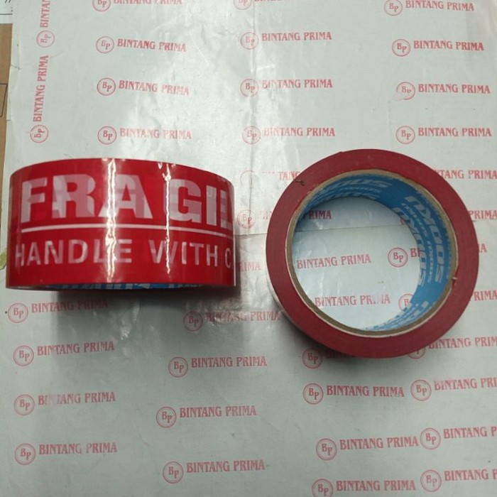

Tape / Isolasi Fragile / Lakban Kardus Fragile Warna Merah