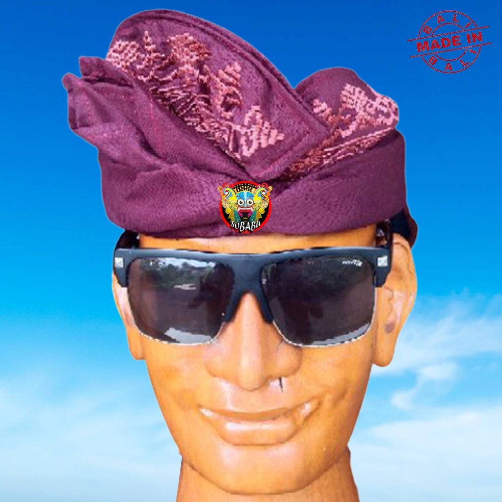 Udeng Bali Bordir Marun Polos Setengah Jadi - Iket Bali Pria - Blangkon Bali Asli