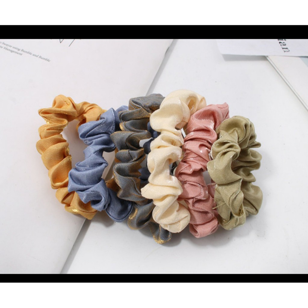 (IR-08) ISI 6 PCS Ikat Rambut Scrunchie Korea Set SHINING RAINBOW