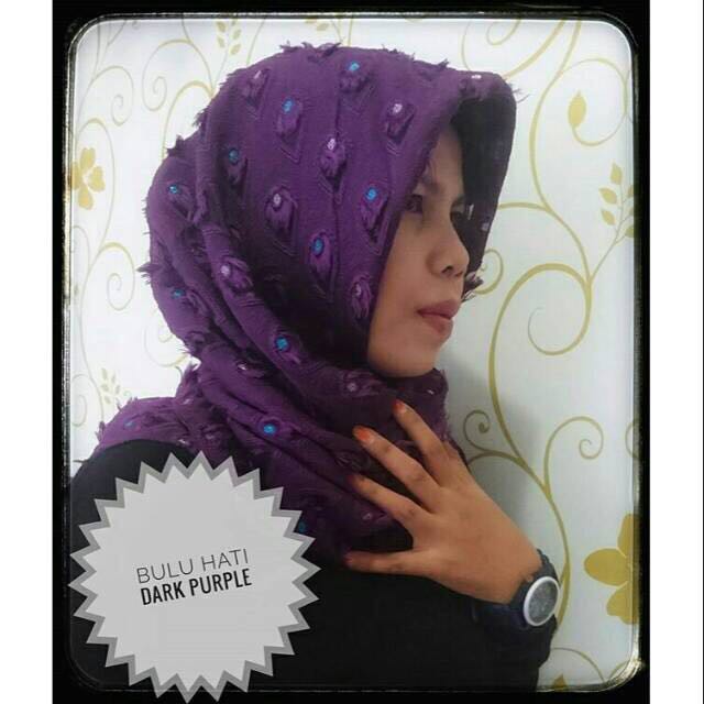 JILBAB SEGIEMPAT IMPORT / BAWAL BULU HATI LINEN UKURAN 110*110