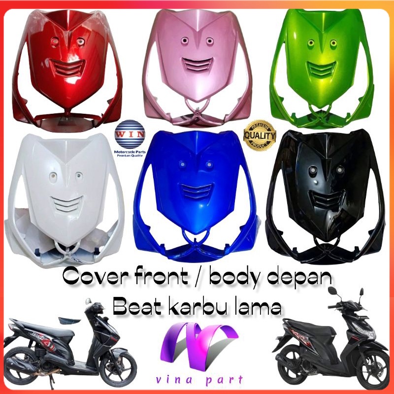 cover front panel tameng kap body depan Beat karbu kvy hitam putih hijau pink Merah marun biru tua m