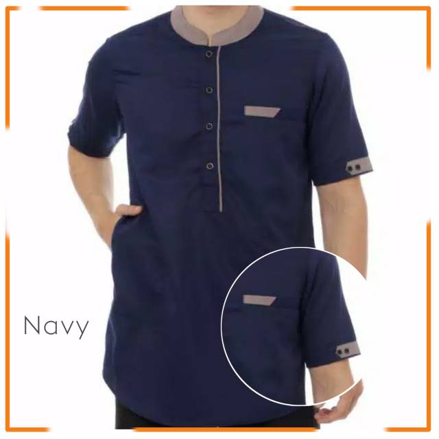 Baju Koko Navy Lengan Pendek Bahan Katun Lembut Istimewa Baju Koko Navy Lengan Pendek Bahan Katun Lembut Istimewa