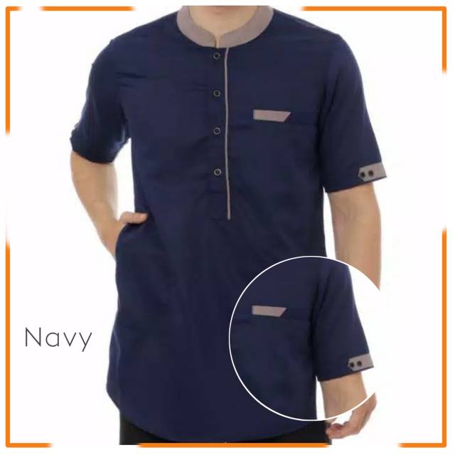  Baju  Koko  Navy Lengan Pendek Bahan  Katun Lembut Istimewa 