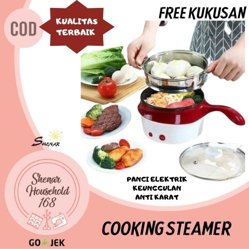 SHENAR PANCI LISTRIK ELEKTRIK FRY PAN SERBAGUNA FRYPAN HOTPOT / PANCI LISTRIK 1.2L KUKUSAN FREE KABEL/ COOKING POT WITH STEAMER - BISA COD