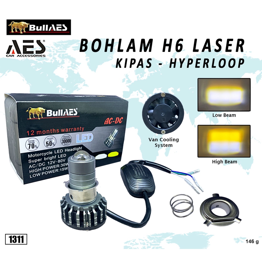 Lampu Led Laser H6 H4 Hyperloop AC DC Brand BULLAES