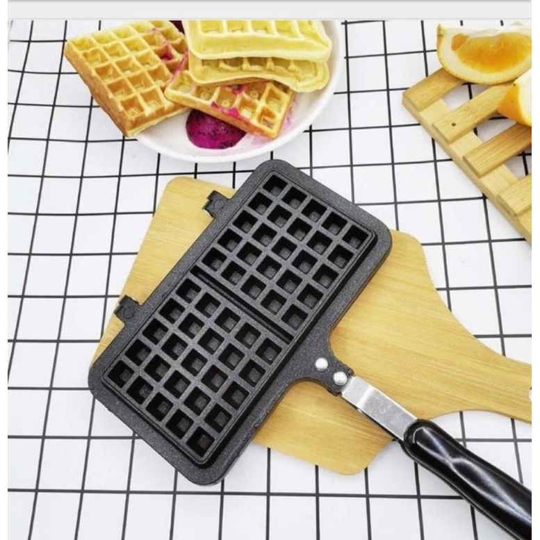 Perabotan Dapur Pan Cetakan Waffle Anti Lengket Manual Bahan Premium By Mykochen.ina