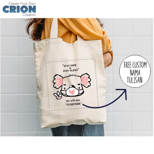 Totebag Blacu - Souvenir/Kado Stay Safe - Bisa Custom Nama - By Crion