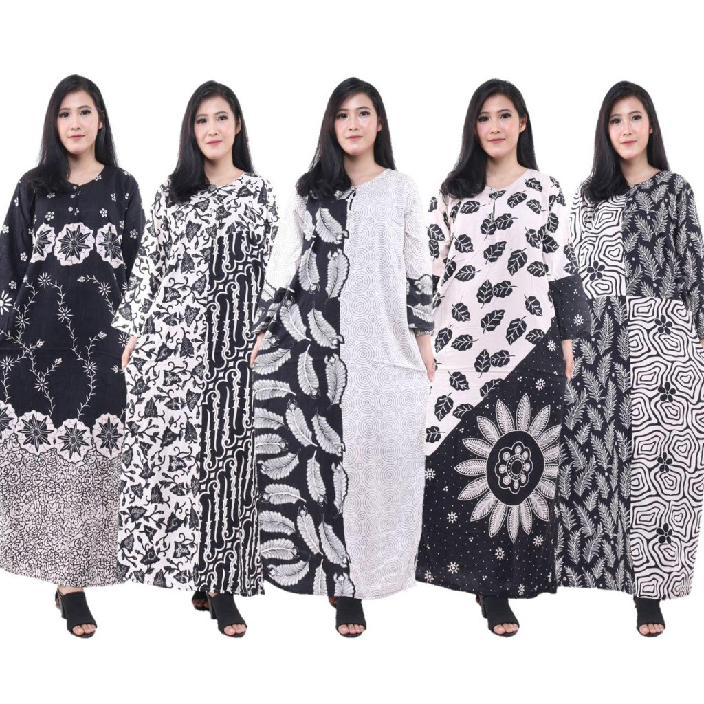 Daster lengan panjang motif monocrome baju busui bumil murah asli pekalongan baju wanita