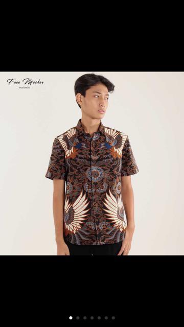 Maginot Kemeja Batik 2.0 Aditya-ss Lengan Pendek Pria + Free Masker