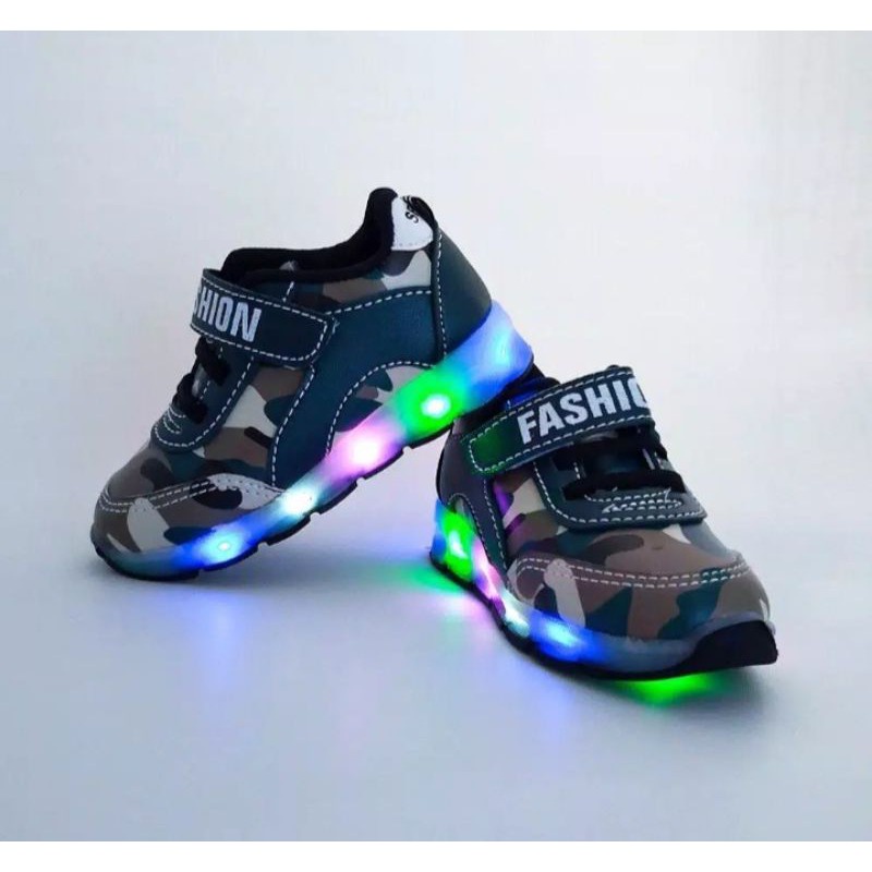 Sepatu LED anak army size 22-30 Murah