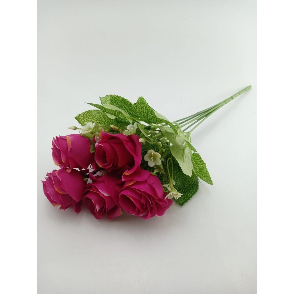 COD BUNGA MAWAR BUNGA TANGKAI PLASTIK BUNGA ARTIFISIAL BUNGA PAJANGAN IMITASI BUNGA HIASAN BT9039-MERAH