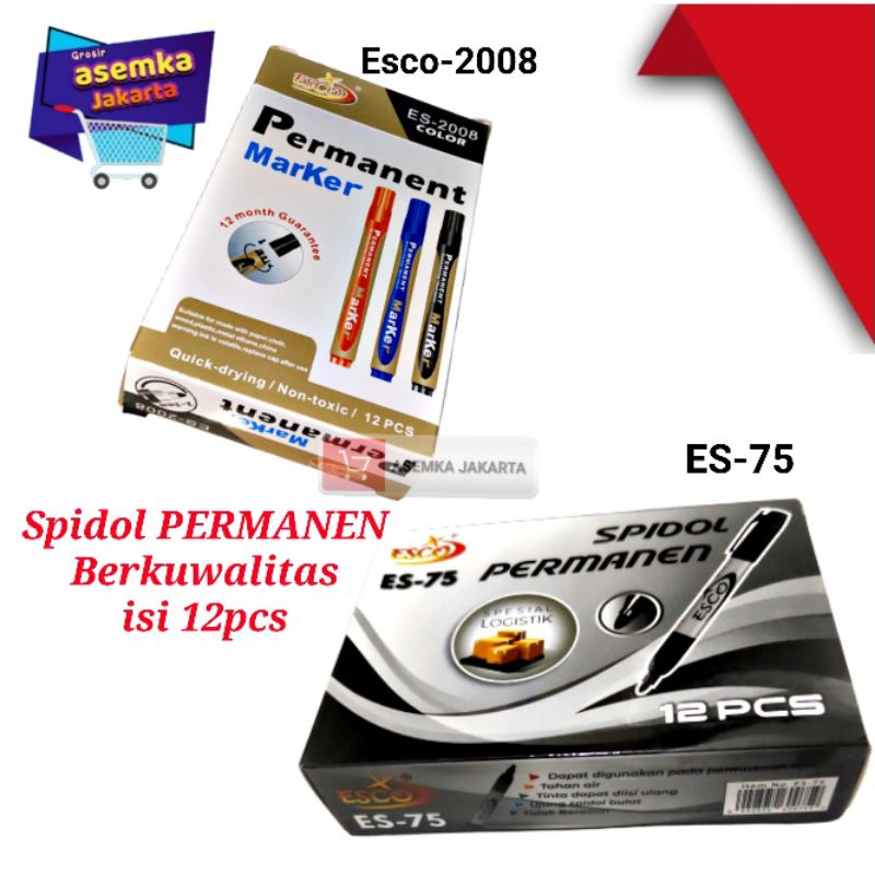 Spidol Besar Permanent Esco Grosir 12pcs