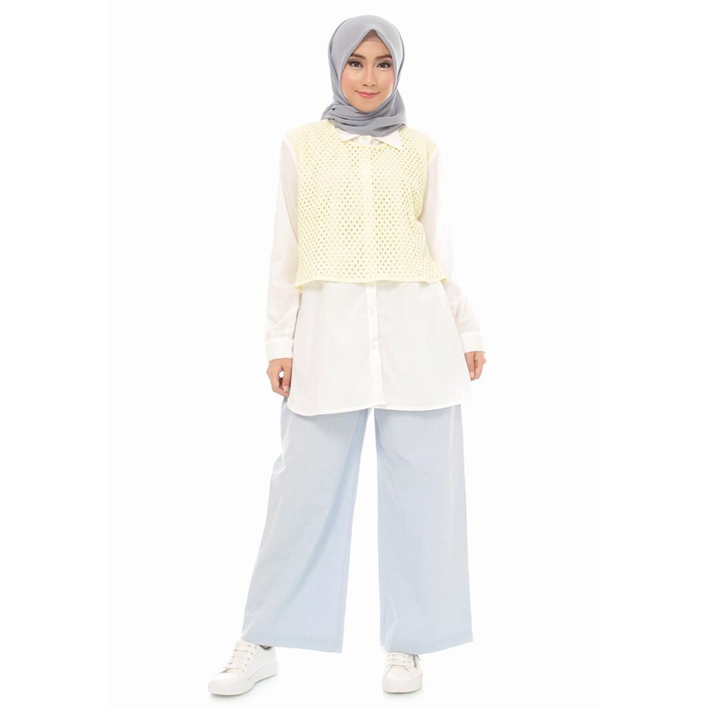 AsiaTop Atasan Kemeja Hijab Kuning