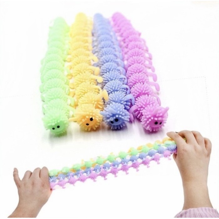 Caterpillar Worm Noodle Stretch Unicorn String Cacing Fidget Toys Toy